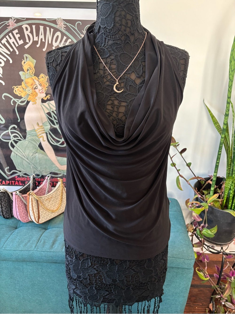 Express Black Draped Cowl Neck Sleeveless Camisole